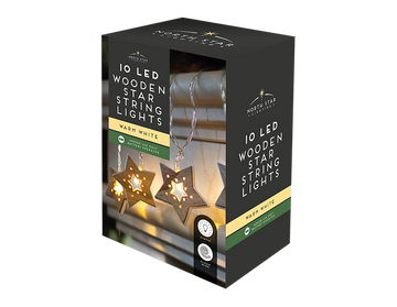 10 LED Wooden Star String Lights (2.1m)