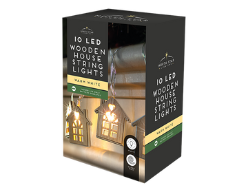 10 LED Wooden House String Lights (2.1m)