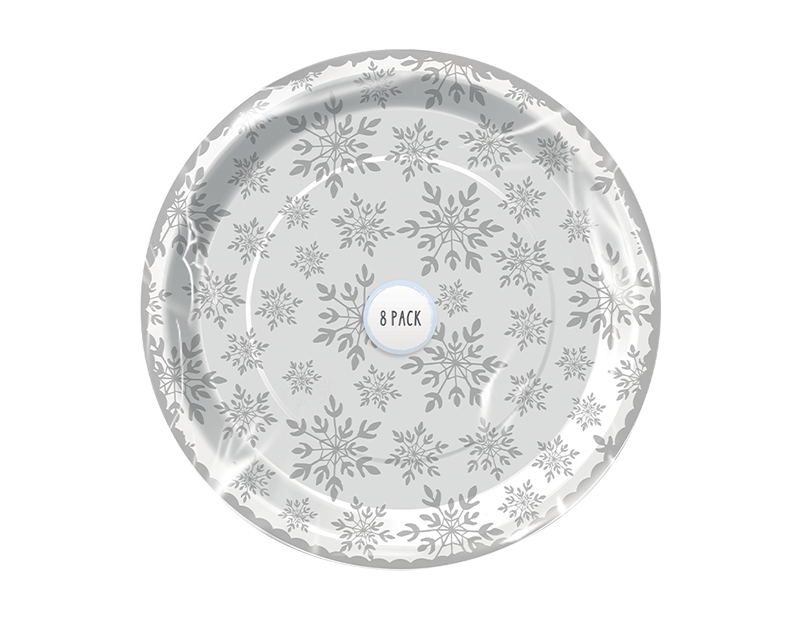 Foil Snowflake Paper Plates (8 Pack)