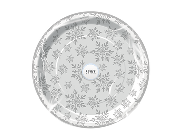 Foil Snowflake Paper Plates (8 Pack)