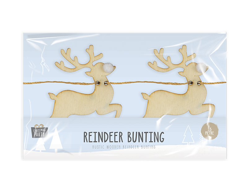 Wooden Reindeer Bunting (1.5m)