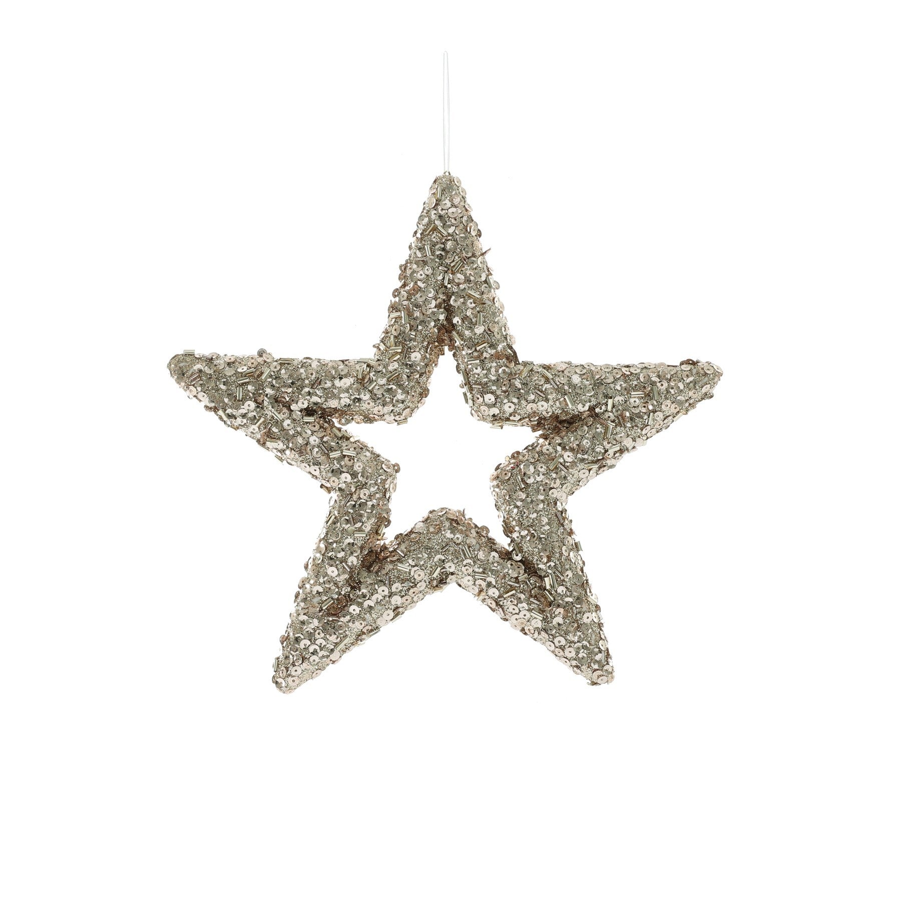 Glitter Open Star Hanging Decoration - Gold (22cm)