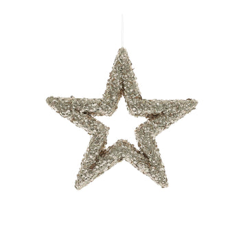 Glitter Open Star Hanging Decoration - Gold (22cm)