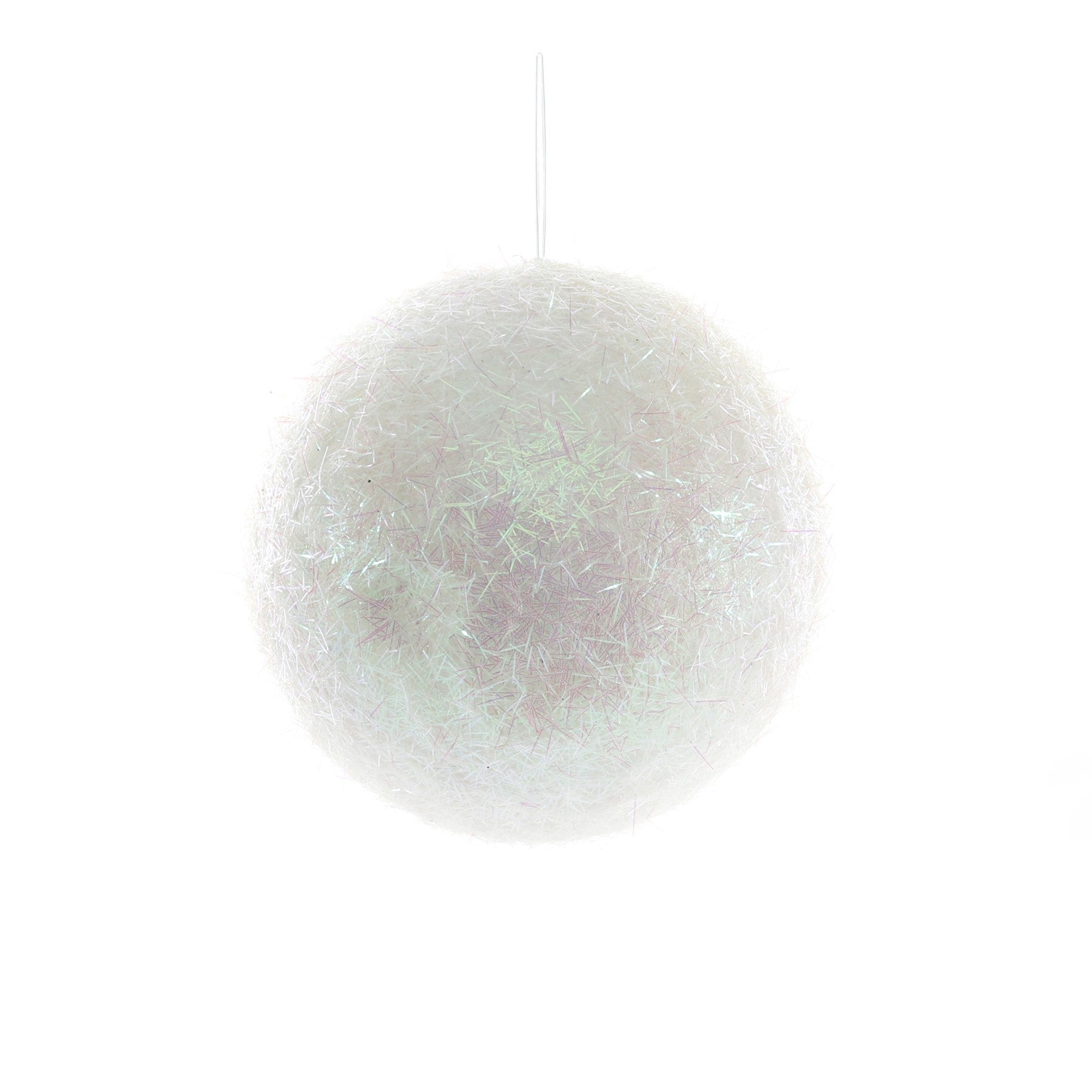 Irridescent White Snowball Hanging Decoration (10cm)