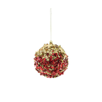 Sequin Encrusted Hanging Decoration - Red & Gold - (Small)