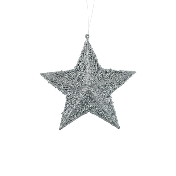 Glitter Star Hanging Decoration - Silver (15cm)