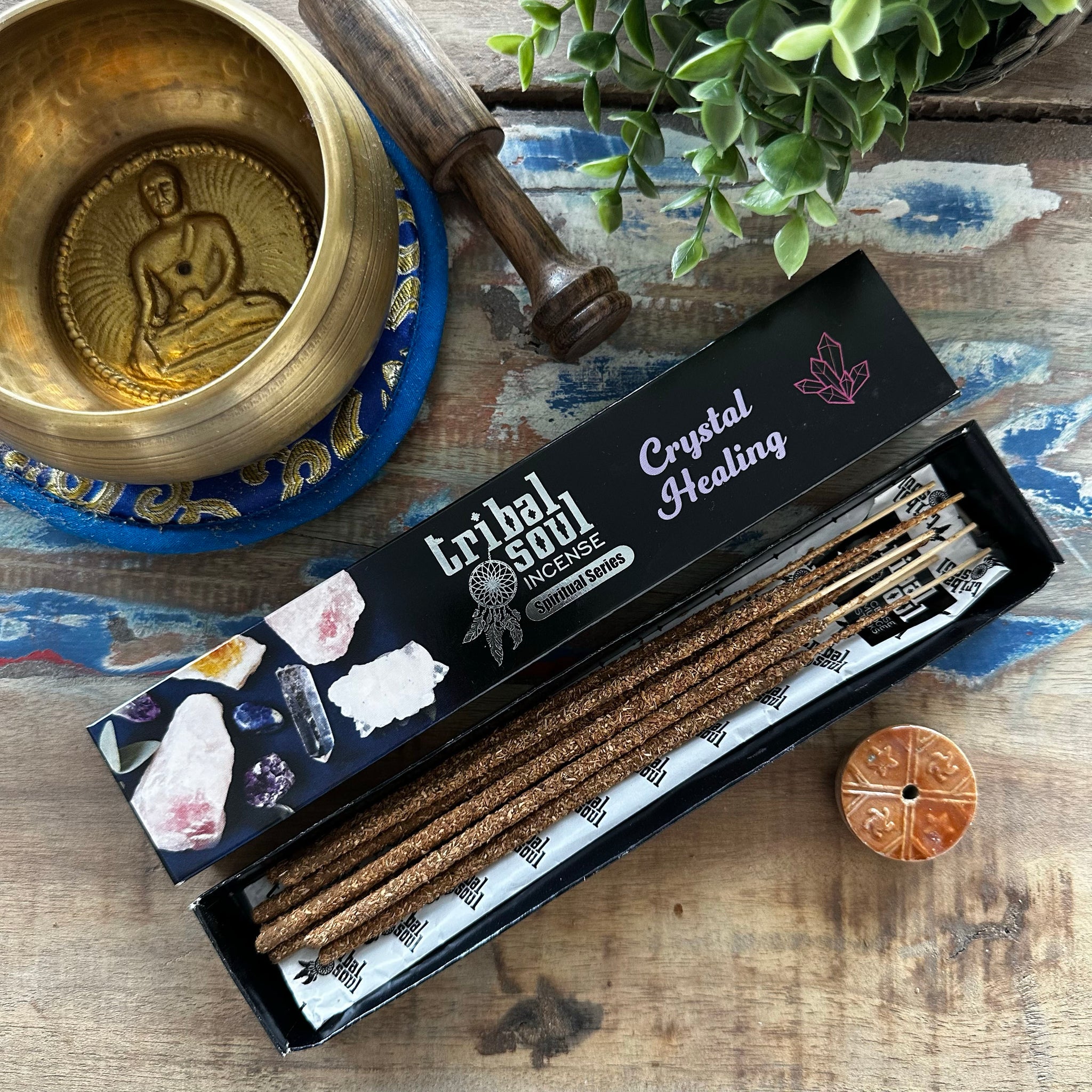 Tribal Soul Spiritual Incense Sticks and Ceramic Holder - Crystal Healing