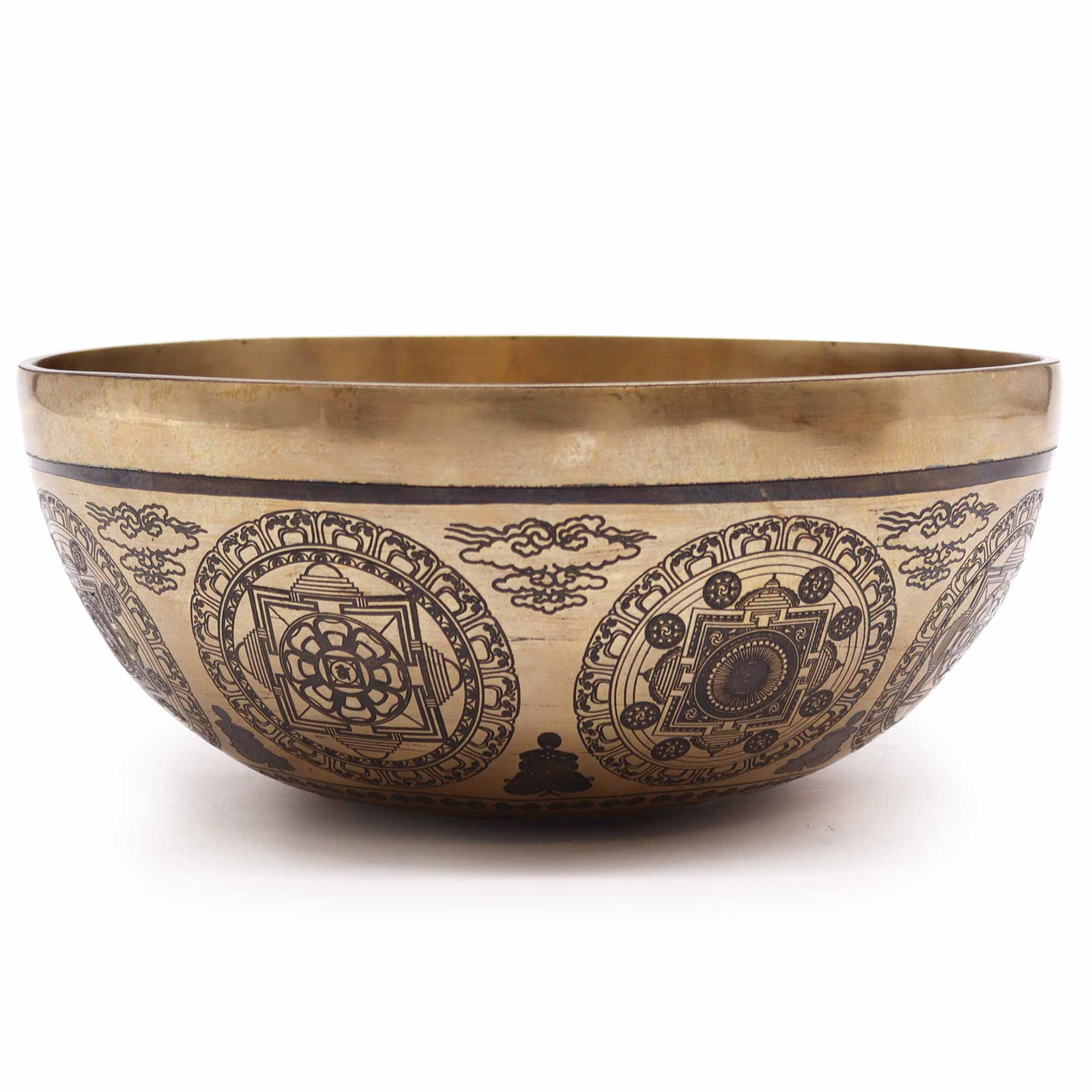 Tibetan Healing Engraved Bowl - 21cm - 7 Chakra & F10er of Life