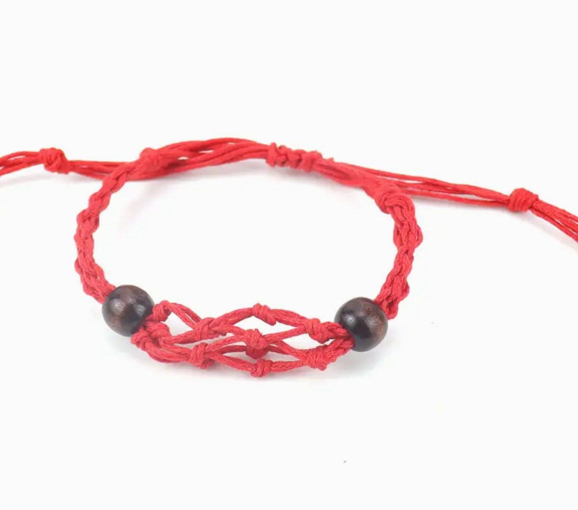 Gemstone Bracelet Cord - Red