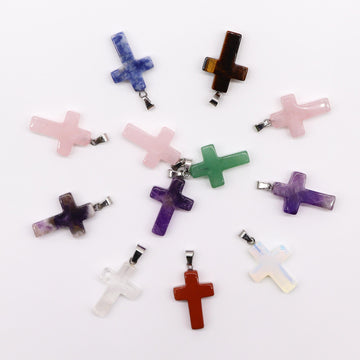 Gemstone Crosses Pendants (12 assorted) 25x18mm