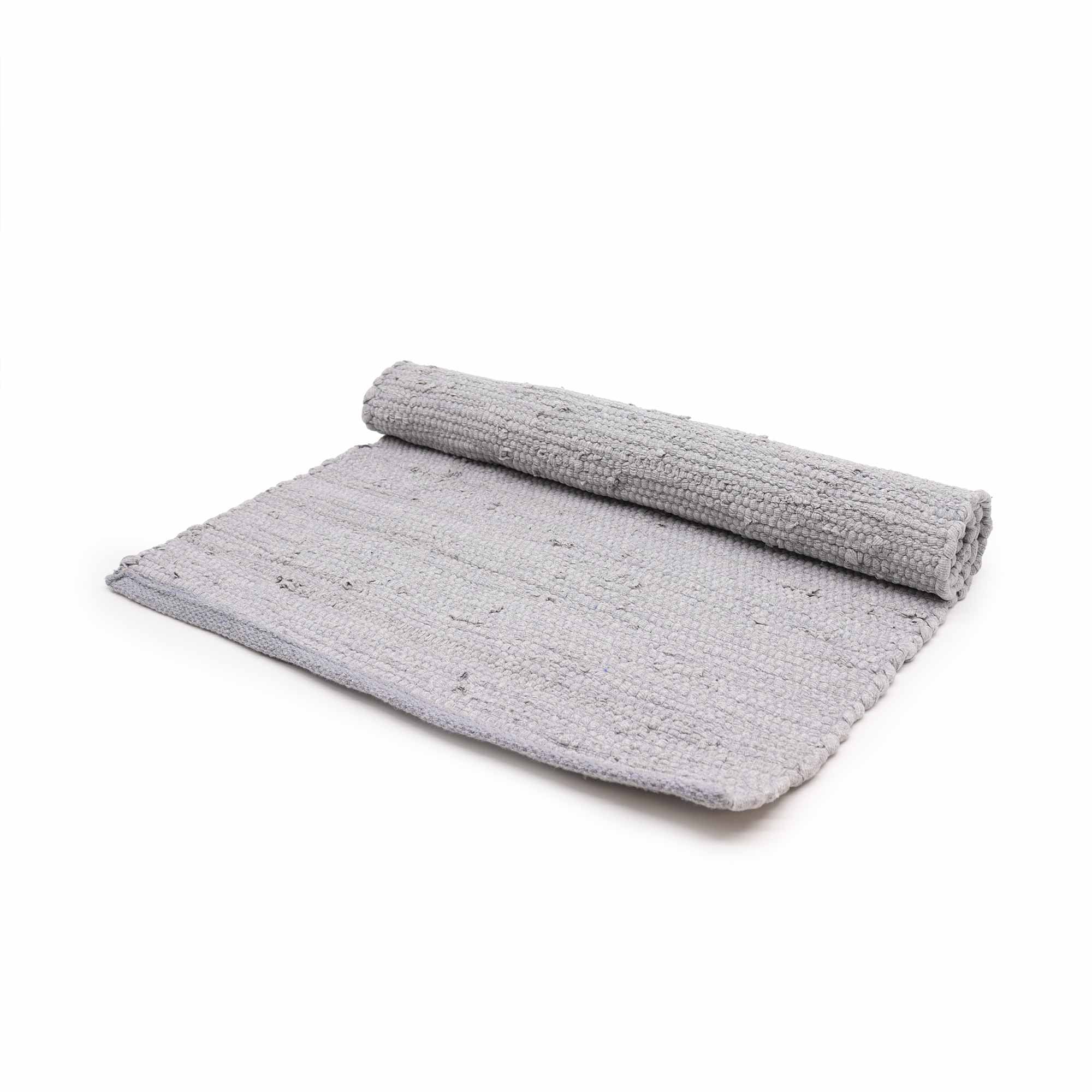 Small Indian Handloom Cotton Rug - Grey