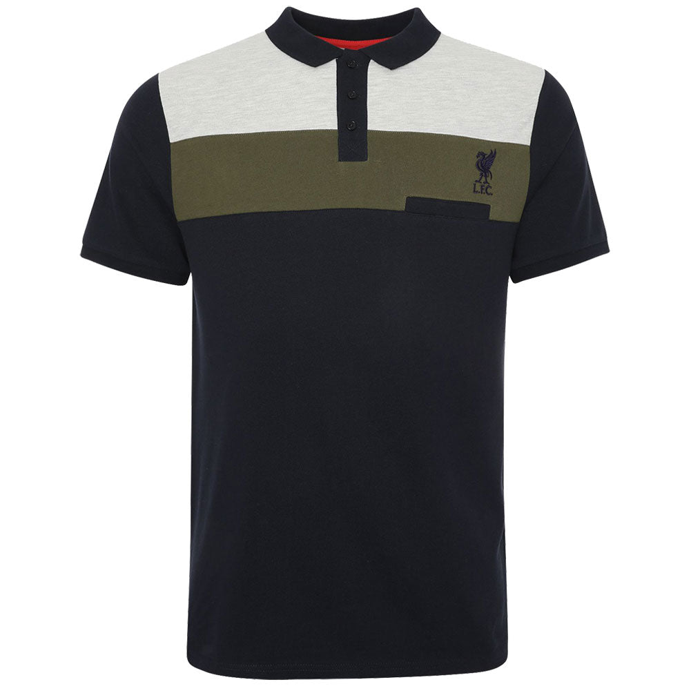 Liverpool FC Colour Block Polo Mens Navy Medium