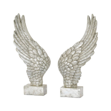 Large Freestanding Antique Silver Angel Wings Ornament