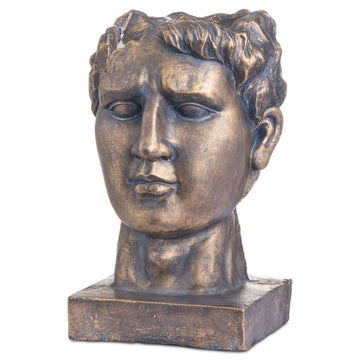 Antique Bronze Roman Head Planter Indoor Outdoor