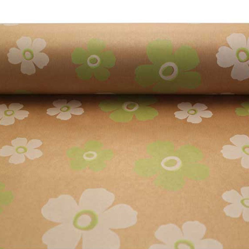 Green & White Fleur Kraft Paper