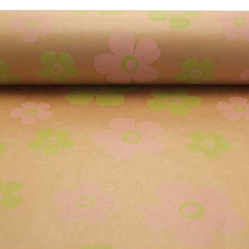 Pink & Green Fleur Kraft Paper