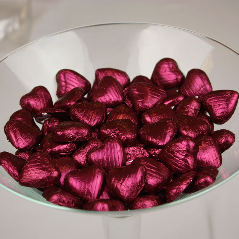 Burgundy Foil Chocolate Hearts