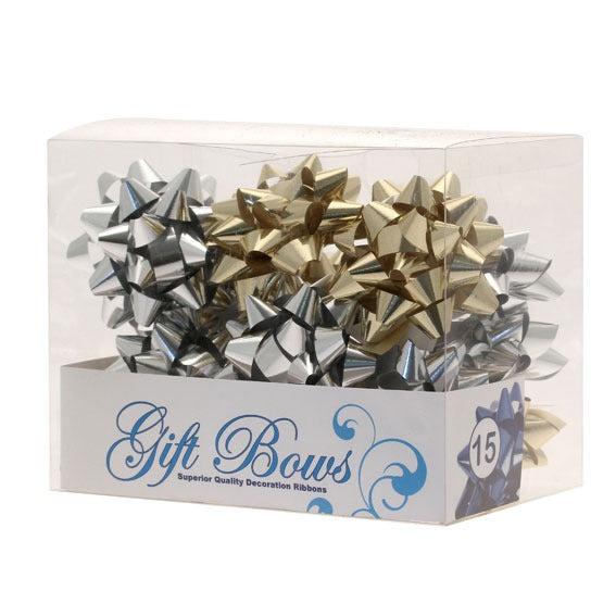 Metallic Silver and Gold Galaxy Bows (x15)