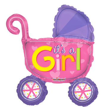 14" Baby Girl Stroller Balloon