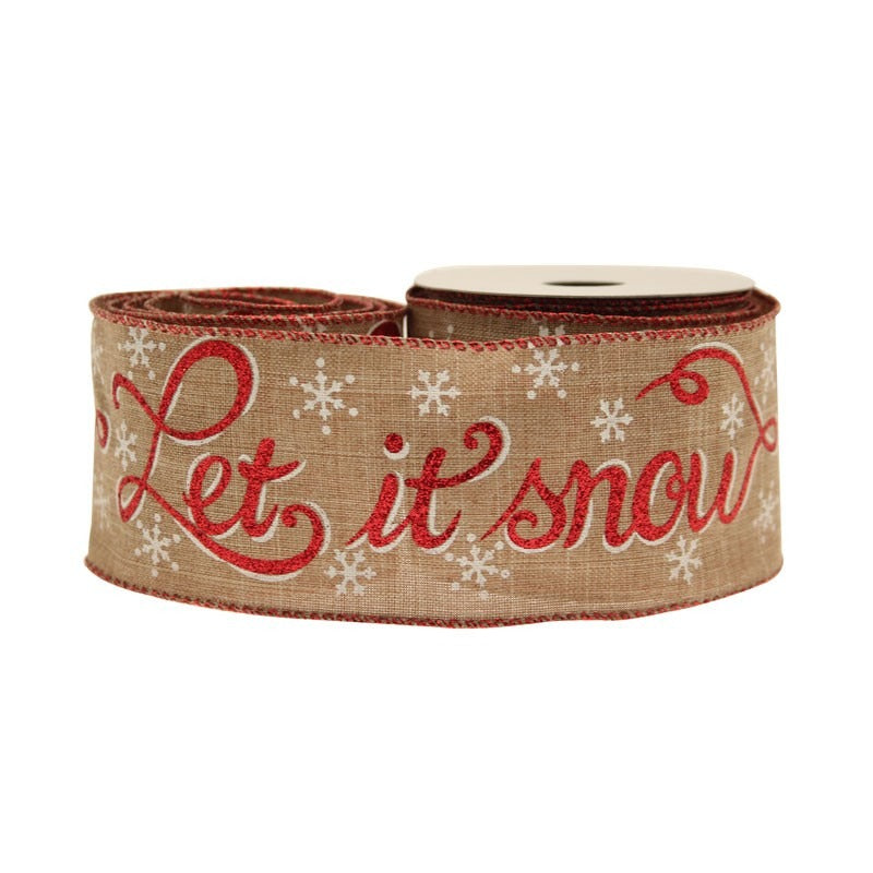 Let It Snow Cotton Natural / Red (63mm X 10yds)