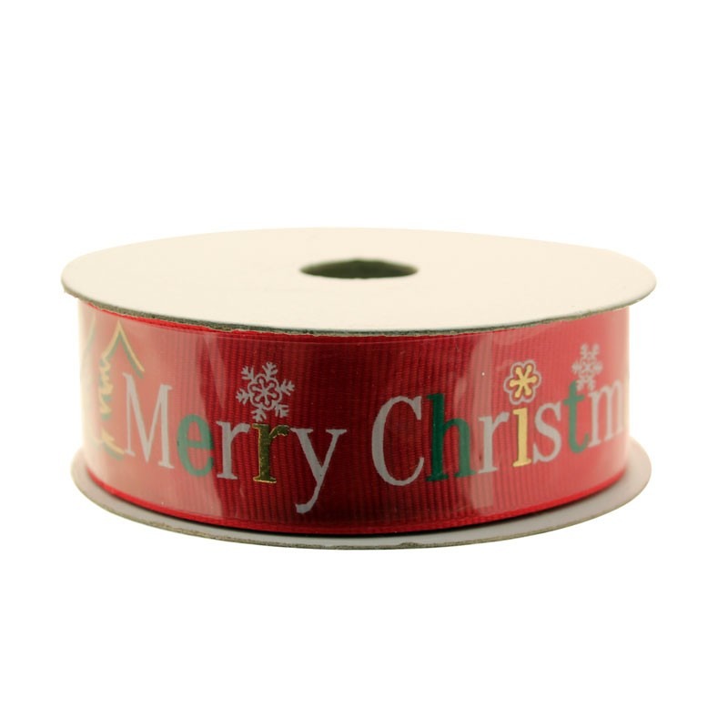 Red With Merry Christmas Ribbon 25mm