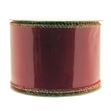 Red Velvet Ribbon With Gold Edge 2.5 inch