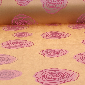 Natural Kraft Paper with Pink Roses