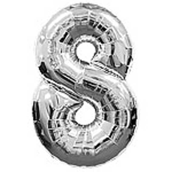 Big Number Balloon - 8 - Silver