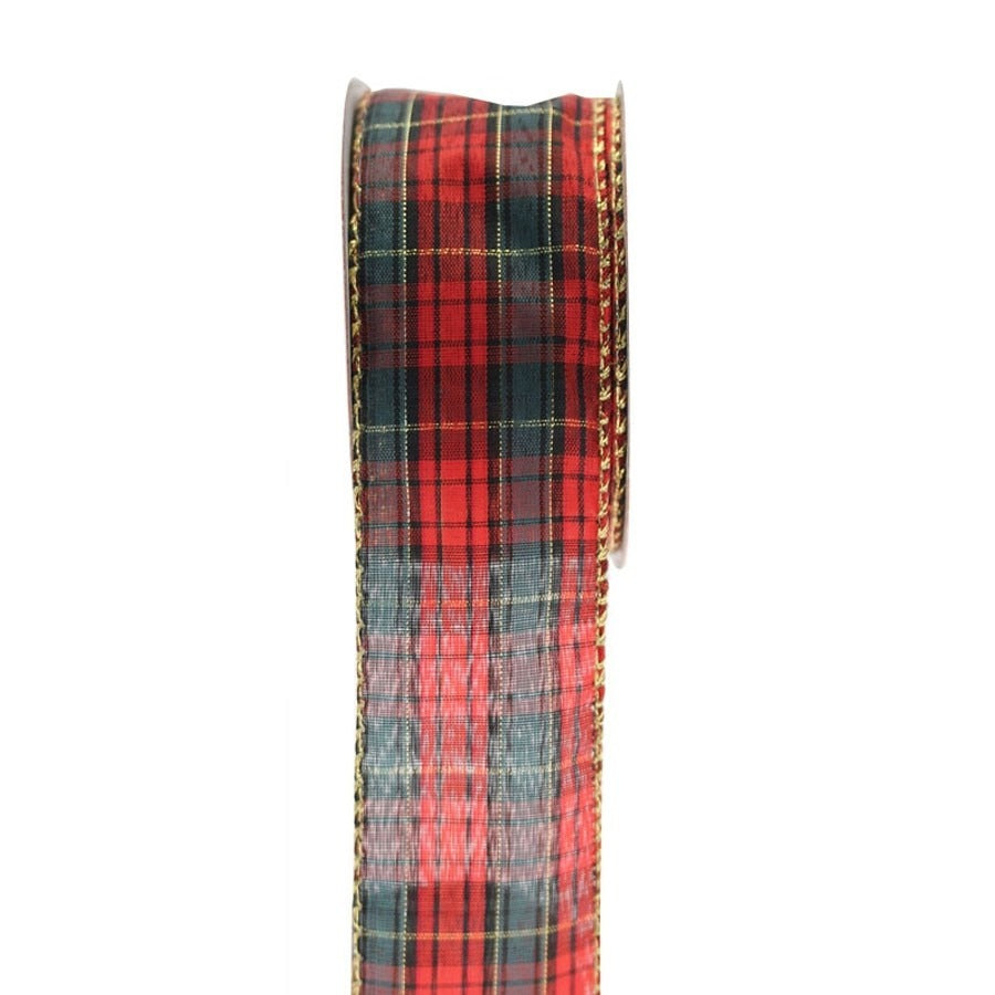 Tartan Wired Edge Ribbon (50mm)