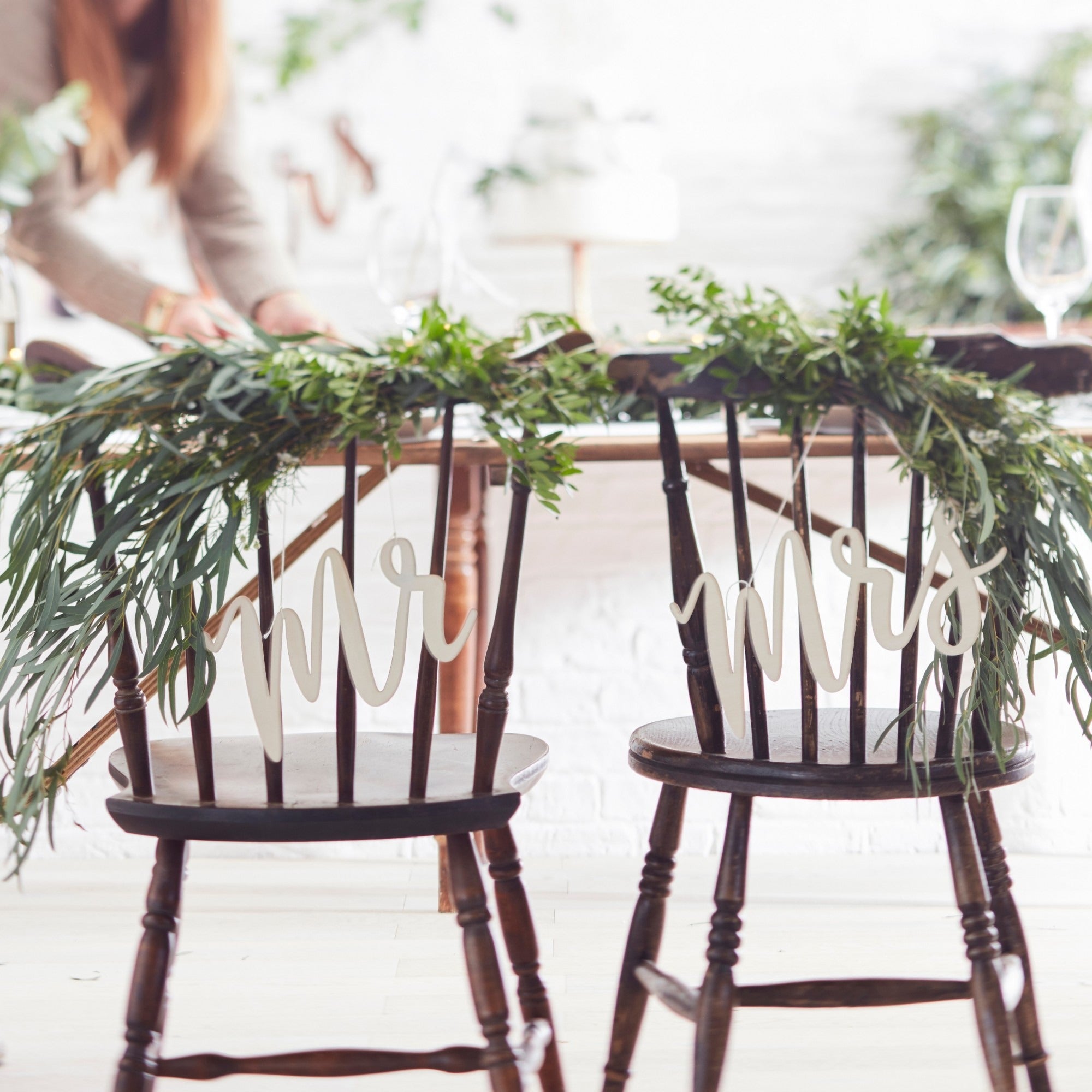 Wooden Mr and Mrs Chair Signs