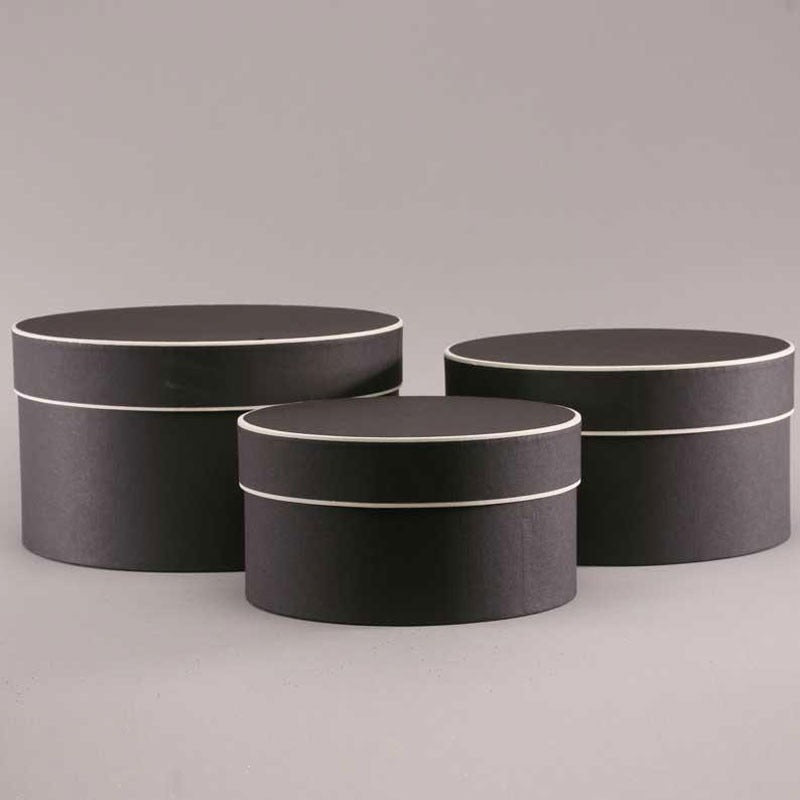 Black Round Hat Boxes (Set of 3)