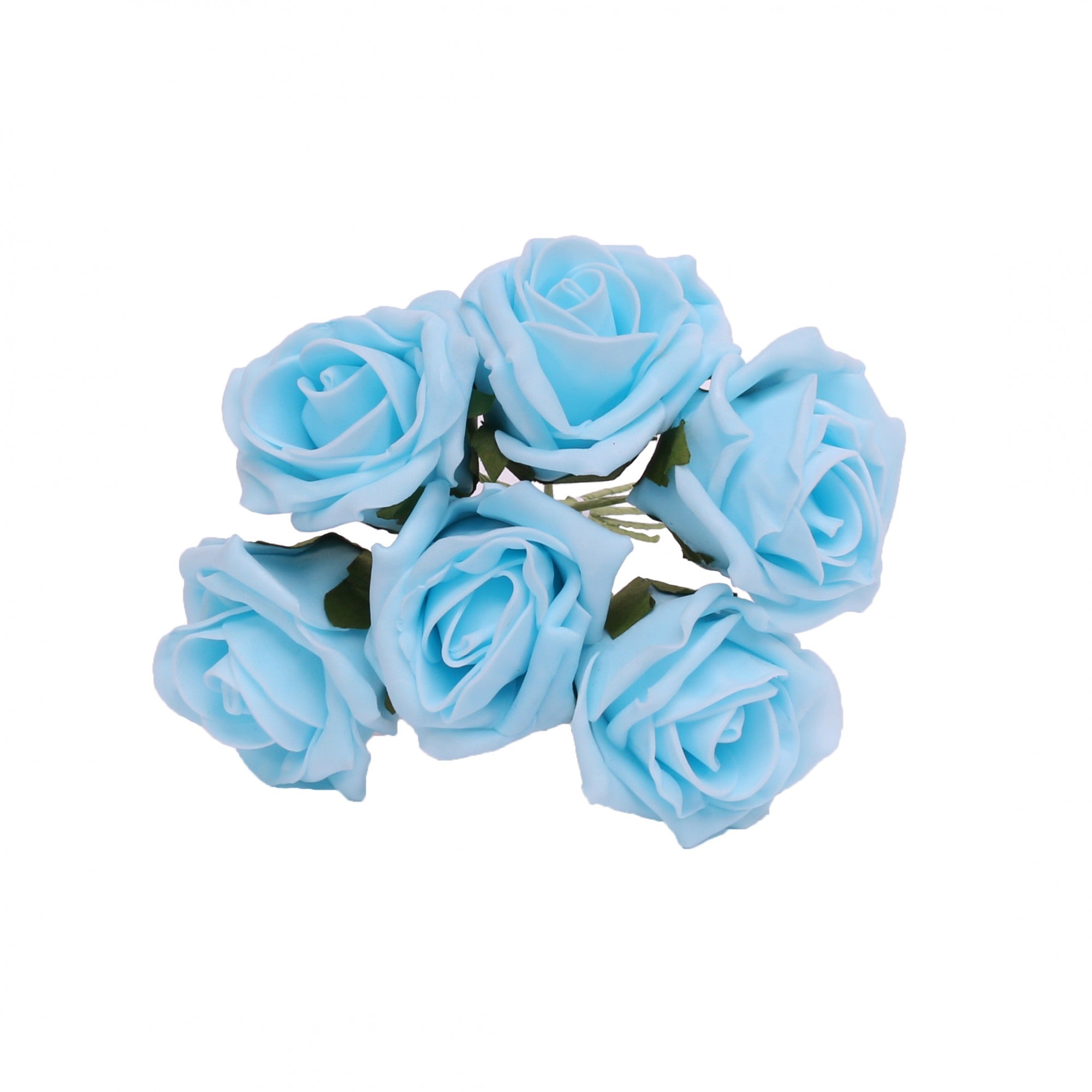 Bunch of 6 Aqua Blue Foam Tea Rose