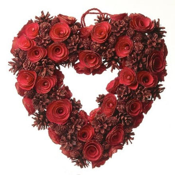 Red Open Heart Wreath 35cm