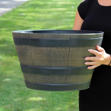 Small Wooden Barrel Effect Planter