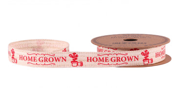 \'Homegrown\' Red Linen Ribbon 15mm