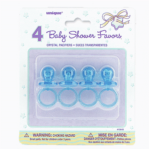 Blue Crystal 2'' Pacifiers Favours decoration pk4