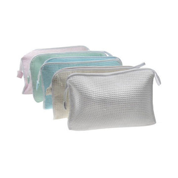 12x Soft Touch Cotton Waffle Toiletries Bag