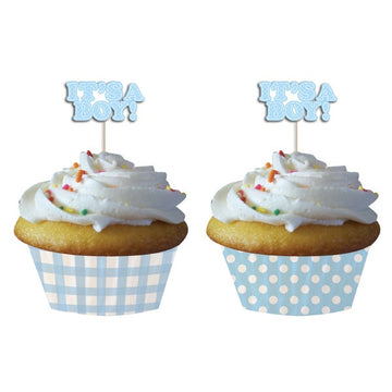 Its a boy cupcake cases with picks - pk12