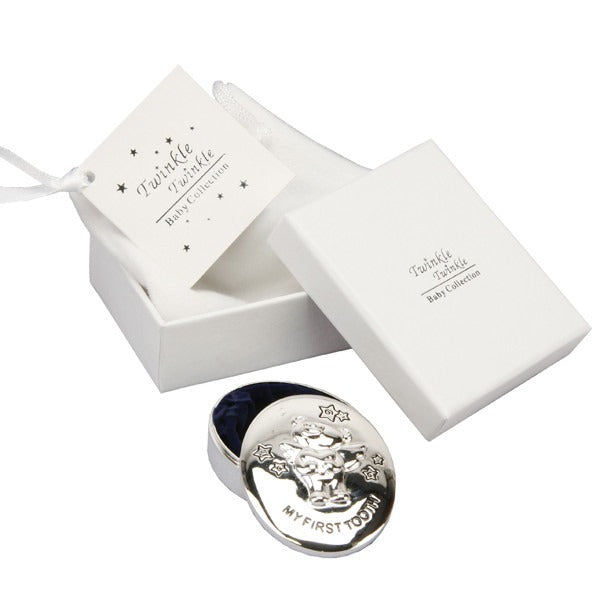 Twinkle Twinkle Silver Plated Baby Gift &amp; Bag - First Tooth Box