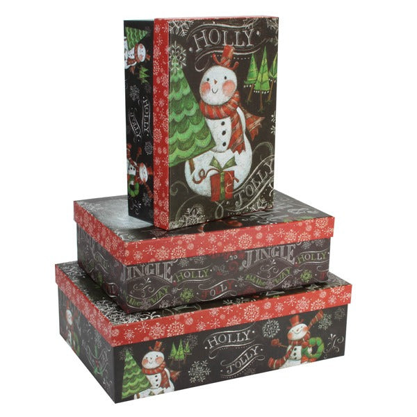 Tri-Coastal Design Chalkboard Snowman Set of 3 Sweater Boxes