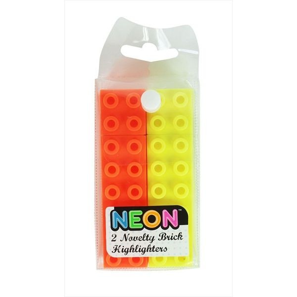 Pack Of 2 Novelty Building Brick Highlighter Pens