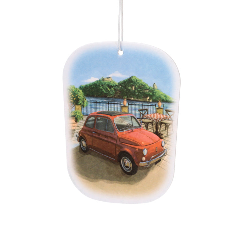 Air Freshener - Lemon Scented Fiat 500 Mountain Scene