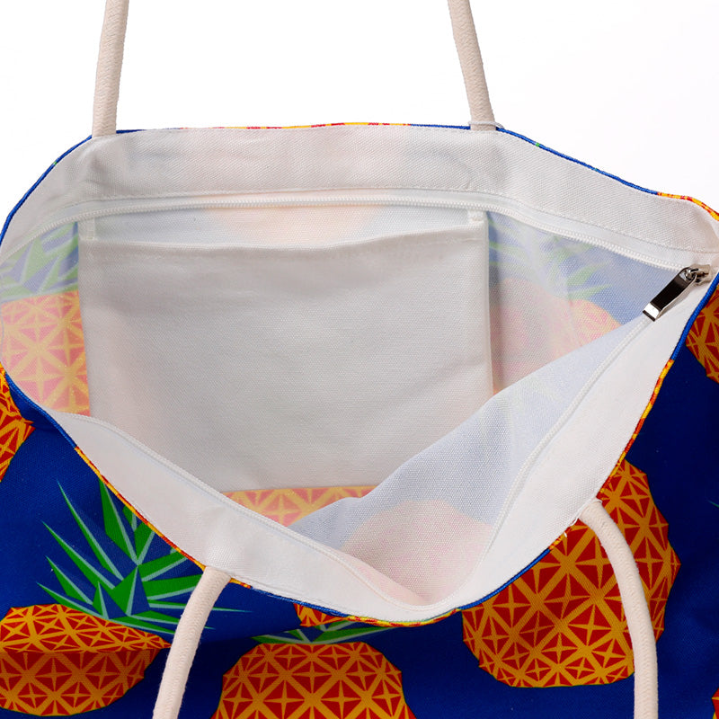 Canvas Beach Bag - Pineapple Print