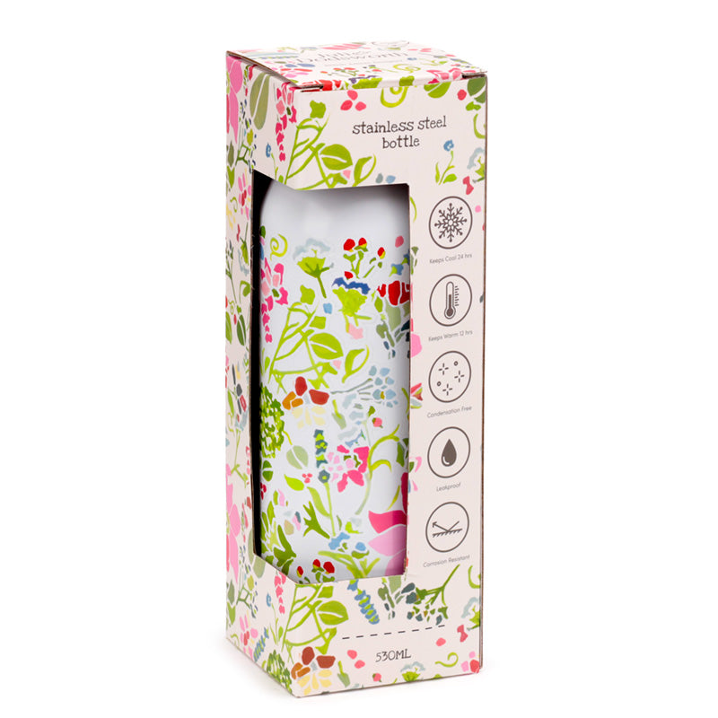 Reusable Stainless Steel Insulated Drinks Bottle 530ml - Julie Dodsworth Pink Botanical