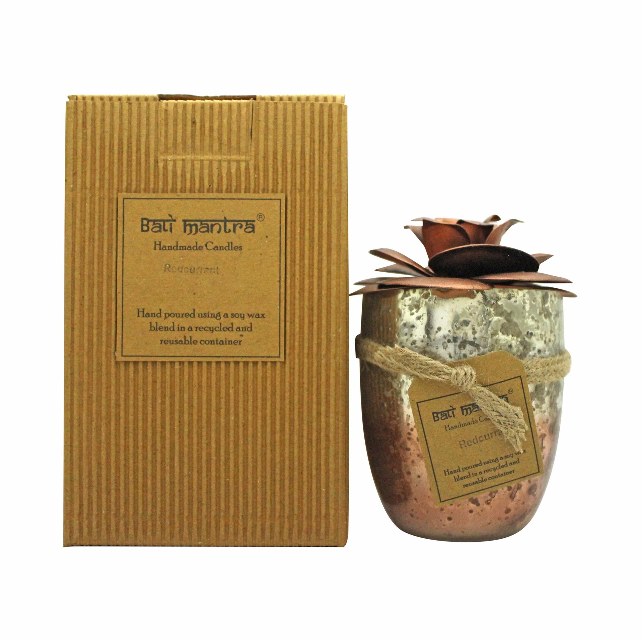 Bali Mantra Camellia Glass Copper Candle 500g - Redcurrant