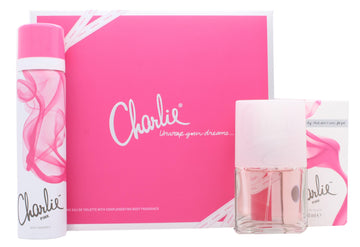 Revlon Charlie Pink Gift Set 30ml EDT Spray + 75ml Body Spray