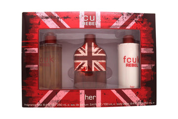 FCUK Rebel For Her Gift Set 100ml EDT + 250ml Body Lotion + 250ml Fragrance Mist