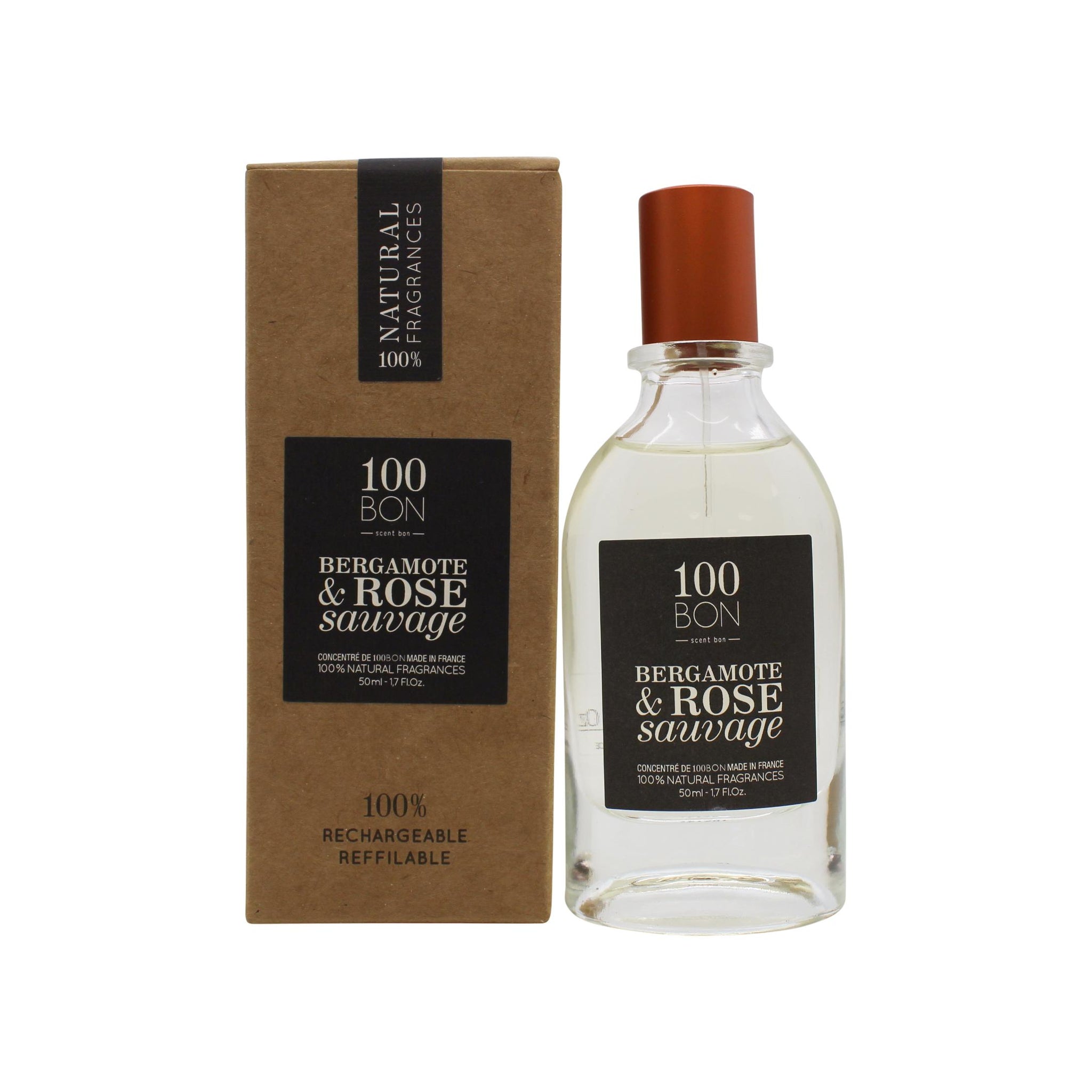 100BON Bergamote & Rose Sauvage Refillable Eau de Parfum Concentrate 50ml Spray