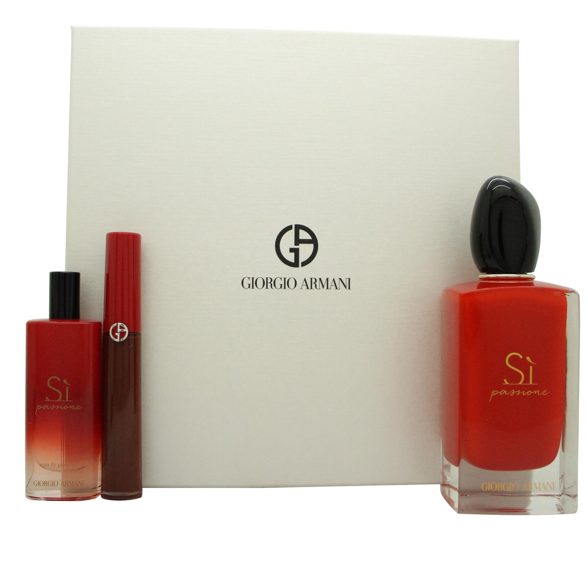 Giorgio Armani Si Passione Gift Set 100ml EDP + 15ml EDP + 1.5ml Lip Maestro 209 Palazzo