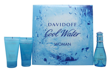 Davidoff Cool Water Woman Gift Set 50ml EDT + 50ml Body Lotion + 50ml Shower Gel